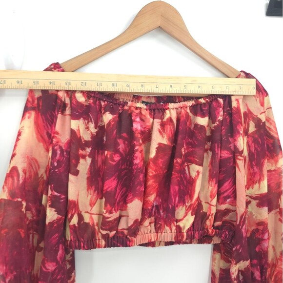 For Love and Lemons Wild Rose Crop Top Floral Off-shoulder Blouse Peasant Boho S - Picture 11 of 13